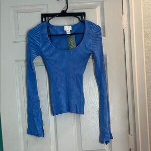 H&M Blue Ribbed Women's Top